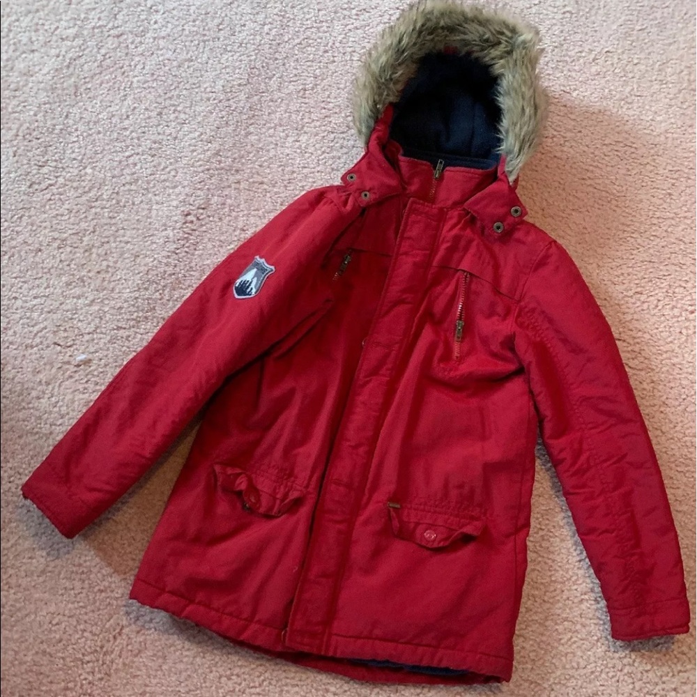 Big boys red rebel by primary fur hooded coat